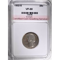 1932-S WASHINGTON QUARTER CCGS VERY FINE