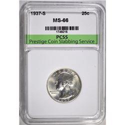 1937-S WASHINGTON QUARTER, PCSS SUPERB GEM BU