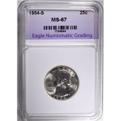 1954-S WASHINGTON QUARTER ENG SUPERB GEM BU