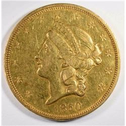1850 $20 GOLD LIBERTY AU MINOR RIM BUMPS