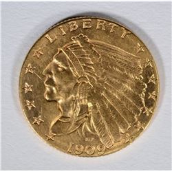 1909 $2.5 GOLD INDIAN CH BU