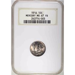 1916 MERCURY DIME NGC MS 67 FB "OLD FATTY"
