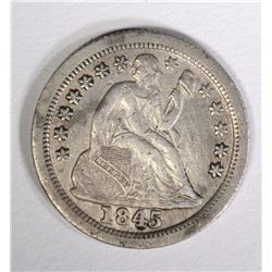 1845-O SEATED LIBERTY DIME XF CLEANED