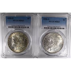 2 1898-O MORGAN DOLLARS PCGS MS63
