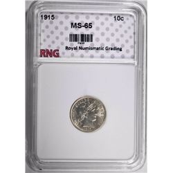 1915 BARBER DIME RNG GEM BU