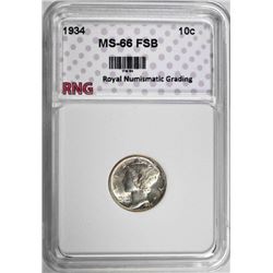 1934 MERCURY DIME RNG SUPERG GEM FSB