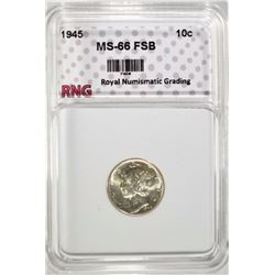 1945 MERCURY DIME RNG SUPERB GEM FSB