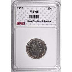 1902 BARBER QUARTER RNG GEM BU