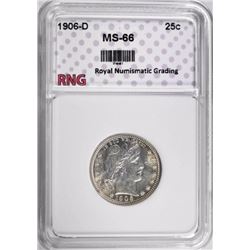 1906-D BARBER QUARTER RNG SUPERB GEM