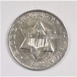 1852 THREE CENT SILVER  ORIGINAL GEM BU