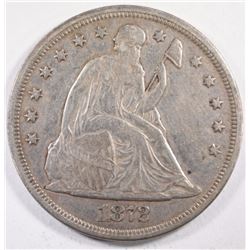 1872 SEATED DOLLAR XF-AU