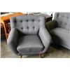 Image 2 : NEW HOME ELEGANCE GREY TUFTED MODERN SOFA AND CHAIR, RETAIL $1899