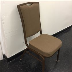 STACK OF 10 MITY-LITE FLEX-BACK BROWN METAL FRAME BANQUET CHAIRS