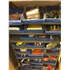 Image 2 : 10 SHELF METAL SHOP RAK WITH CONTENTS INCLUDING BLUE BINS CONTAINING CAULKING AND MISC.