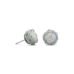 Round Ancient Roman Glass Stud Earrings
