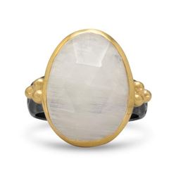 Two Tone Rainbow Moonstone Ring