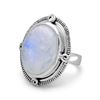 Image 1 : Oval Rainbow Moonstone Ring Size 10