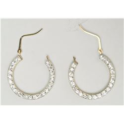 #7-10K YELLOW GOLD CRYSTAL HOOP EARRINGS