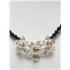 Image 1 : #10-STERLING SILVER ONYX AND GEMSTONE FLORAL