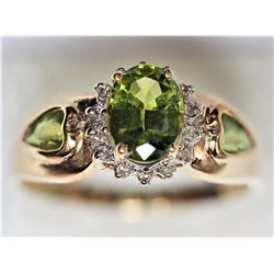 #37-10K YELLOW GOLD PERIDOT AND DIAMOND
