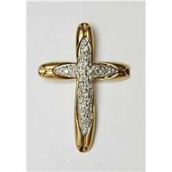 #38-10K YELLOW GOLD DIAMOND(0.15CT) CROSS PENDANT
