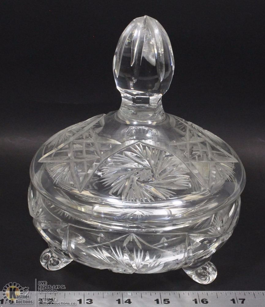 PINWHEEL CRYSTAL FOOTED CANDY DISH