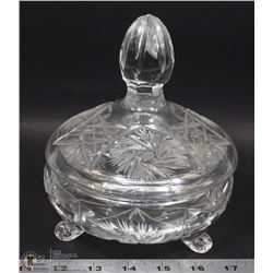 PINWHEEL CRYSTAL FOOTED CANDY DISH