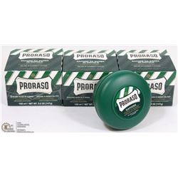 THREE BOWLS OF PRORASO SHAVING SOAP IN A BOWL