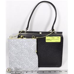 VINTAGE BEADED BLUE PURSE & BLACK PURSE