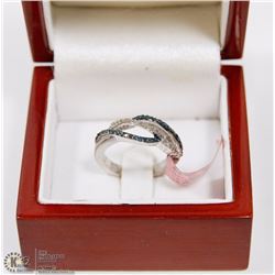 STAMPED 925 SILVER DIAMOND RING WITH COA