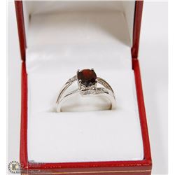 GARNET AND DIAMOND COCKTAIL RING SET IN 925