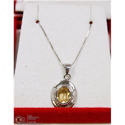 OVAL CUT CITRINE AND DIAMOND NECKLACE WITH COA