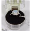Image 1 : #54-WHITE FIRE OPAL & CZ RING