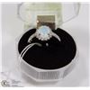 Image 1 : #55-WHITE FIRE OPAL & CZ RING