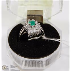#65-GREEN EMERALD & CZ RING
