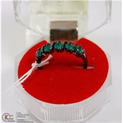 #62-GREEN EMERALD BLACK  RING