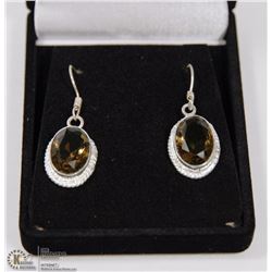 #42-SMOKY TOPAZ GEMSTONE EARRINGS