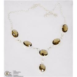 #40-SMOKY TOPAZ GEMSTONE NECKLACE