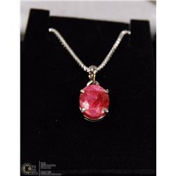 #125-NATURAL RED RUBY PENDANT NECKLACE