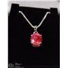 Image 1 : #125-NATURAL RED RUBY PENDANT NECKLACE