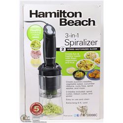 HAMILTON BEACH 3IN1 SPIRALIZER SLICER,2SPEEDS
