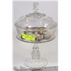 Image 1 : GLASS ETCHED CANDY DISH W/ MARBLE BALLS.