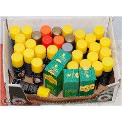 30+ CANS OF COLORED HAIR SPRAY & 4 MOISTURIZING