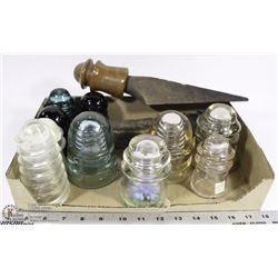 FLAT OF ANTIQUE INSULATORS.