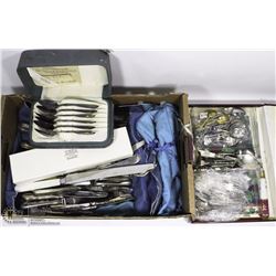 FLAT OF ASST ESTATE SILVER PLATED DINNERWARE