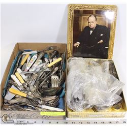 FLAT OF ASST ESTATE SILVER PLATED DINNERWARE