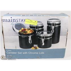 2PC CANISTER SET W/ CHROME LIDS.