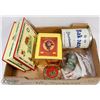 Image 1 : BOX W/ VINTAGE TINS & CONTAINERS.