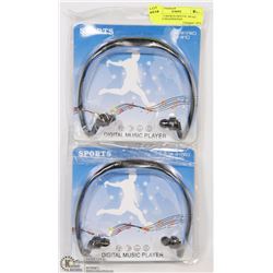 LOT OF 2 SPORTS DIGITAL MUSIC PLAYER HEADPHONES