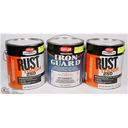 THREE PAILS OF KRYLON PAINTS ONE IS IRON GUARD